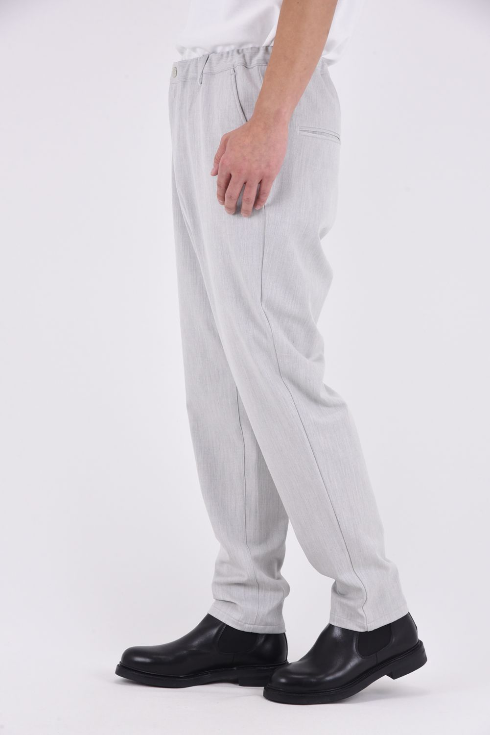 PAT WIDE EASY PANTS / ワイドテーパード イージースラックス (グレー)
