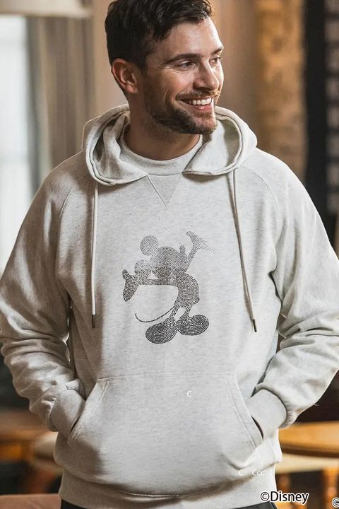 【26AW】 MICKEY SILHOUETTE GRADATION LINESTONE HOODIE / ミッキー シルエット グラデーション ラインストーン フーディー (オートミール)