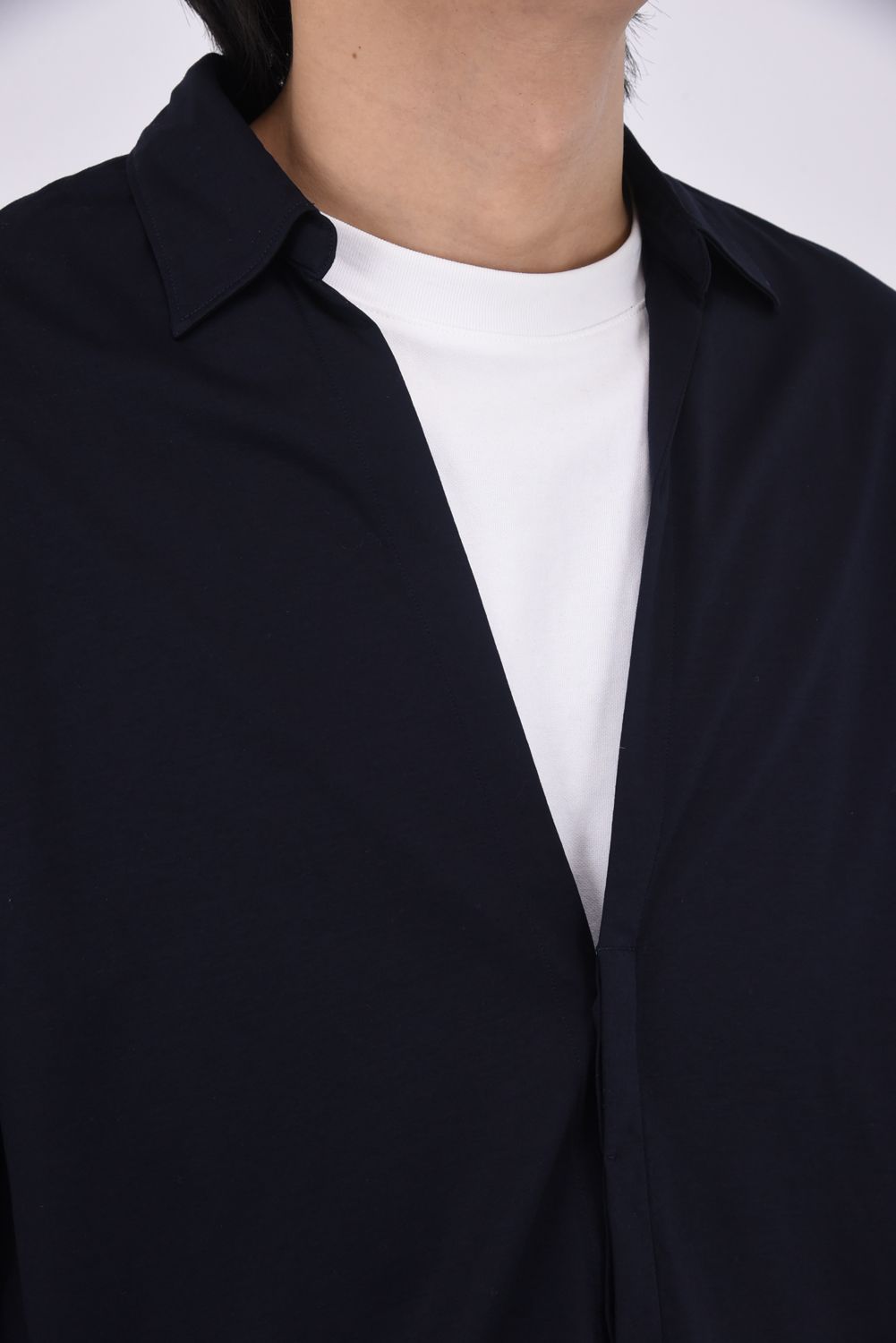 COTTON SMOOTH / コットンスムース スキッパーシャツ (ネイビー)