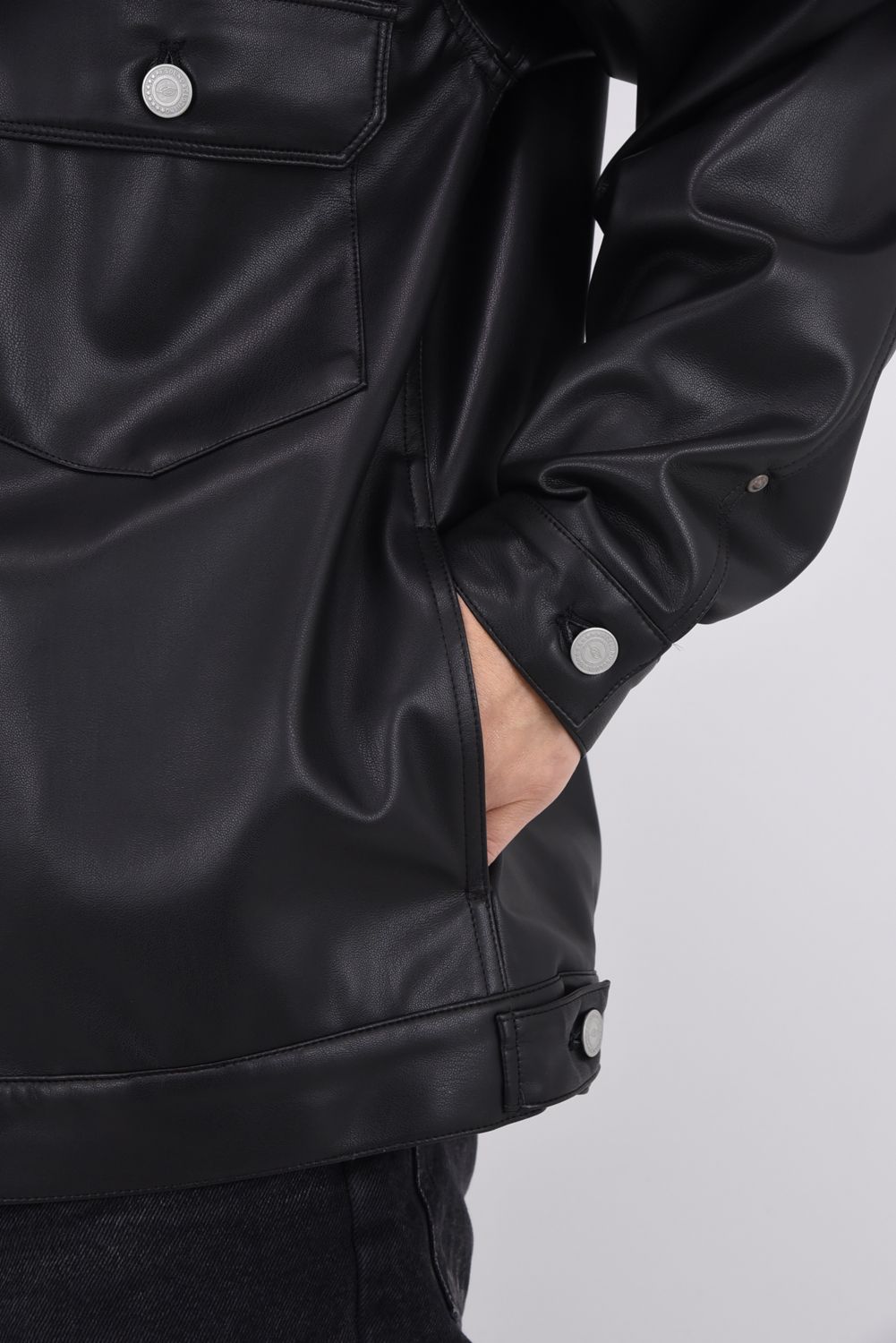 LEATHER OVER 2ND G / エコレザー オーバーサイズ Gジャン （ブラック）