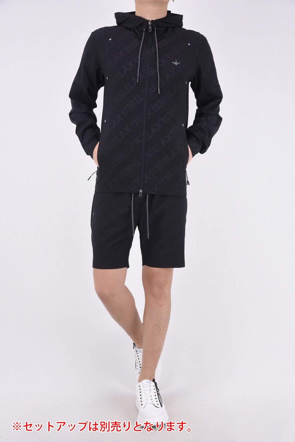 RUNNING DIAGONAL LOGO HOODIE / ランニング ダイアゴナル ロゴ フーディー ブラック