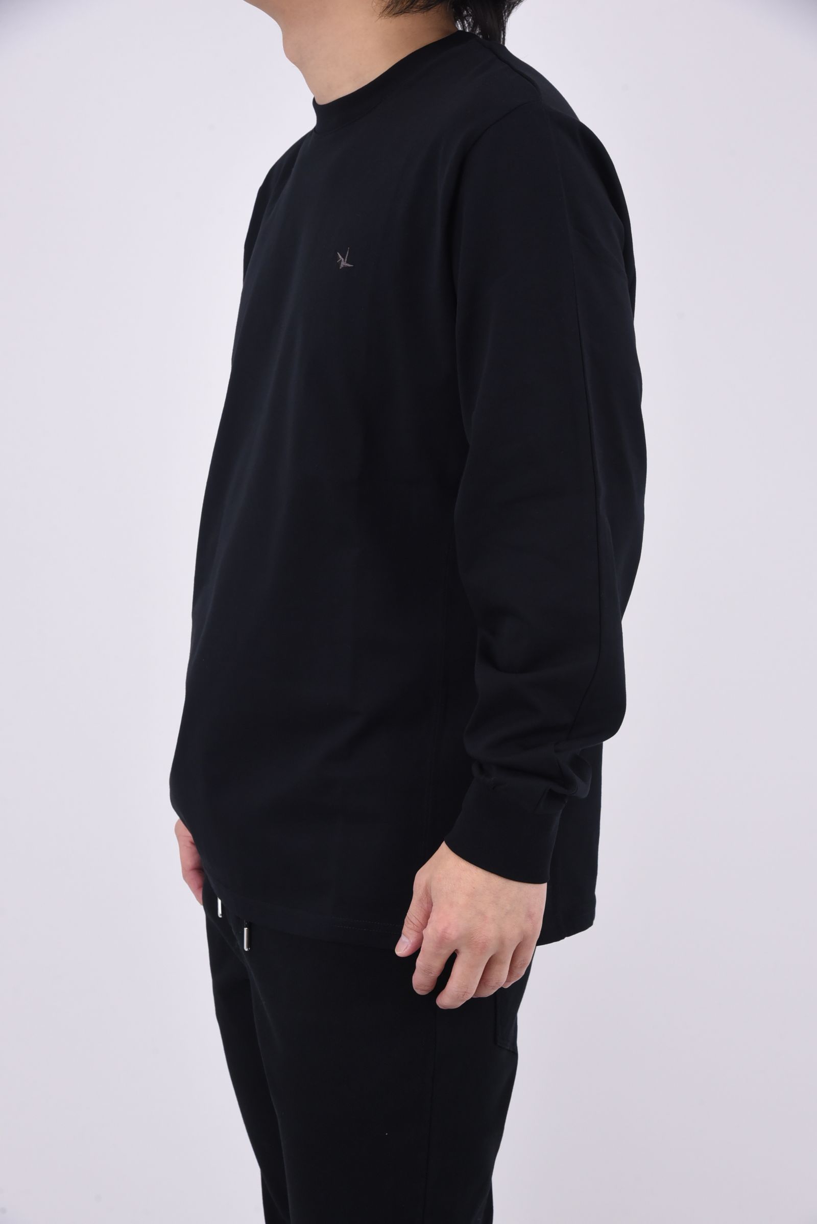 RHINESTONE LONG T-SHIRT / ラインストーン バックロゴ ロングTシャツ (ブラック)