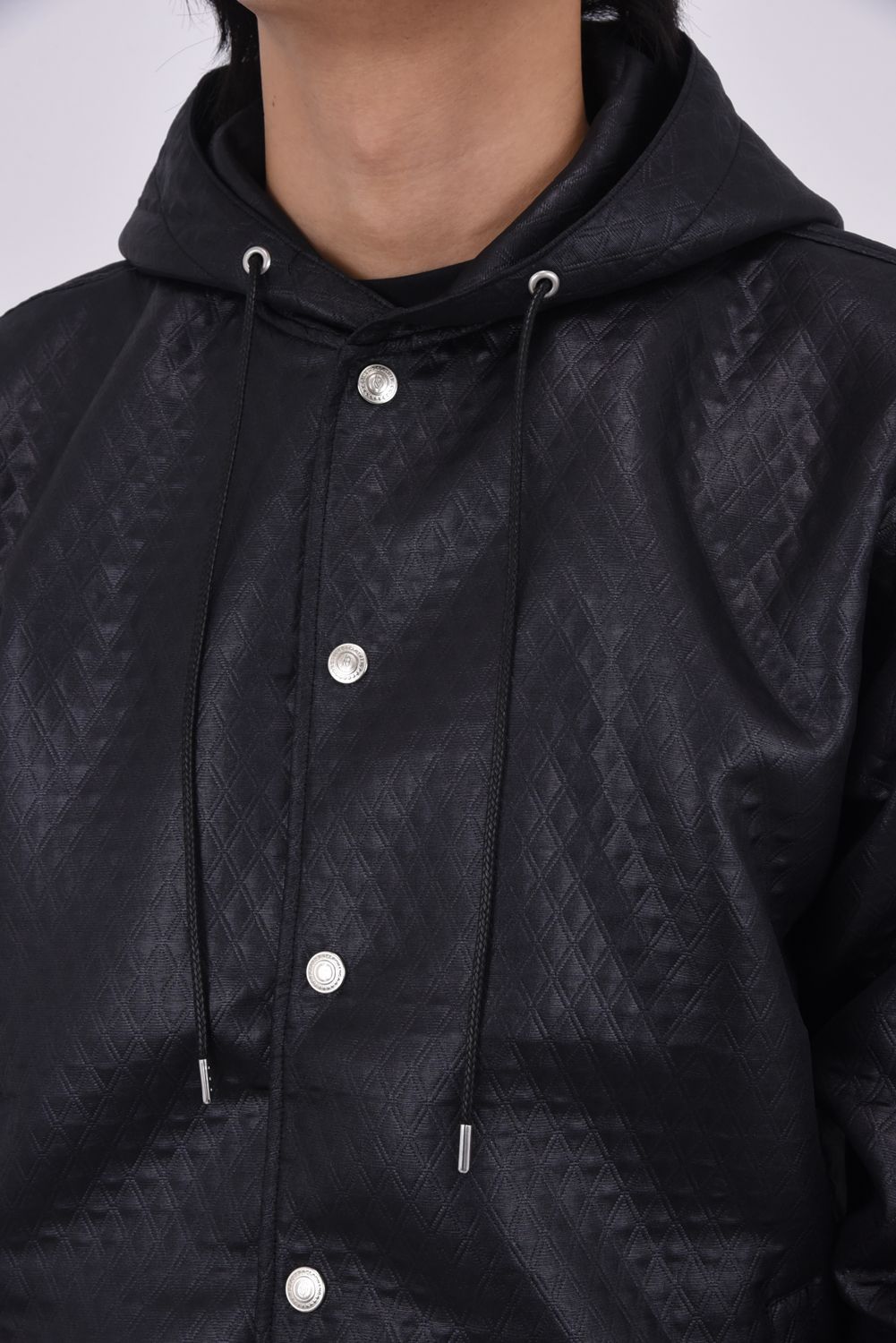 quilting coach hoodie / キルティング コーチジャケットパーカー ブラック