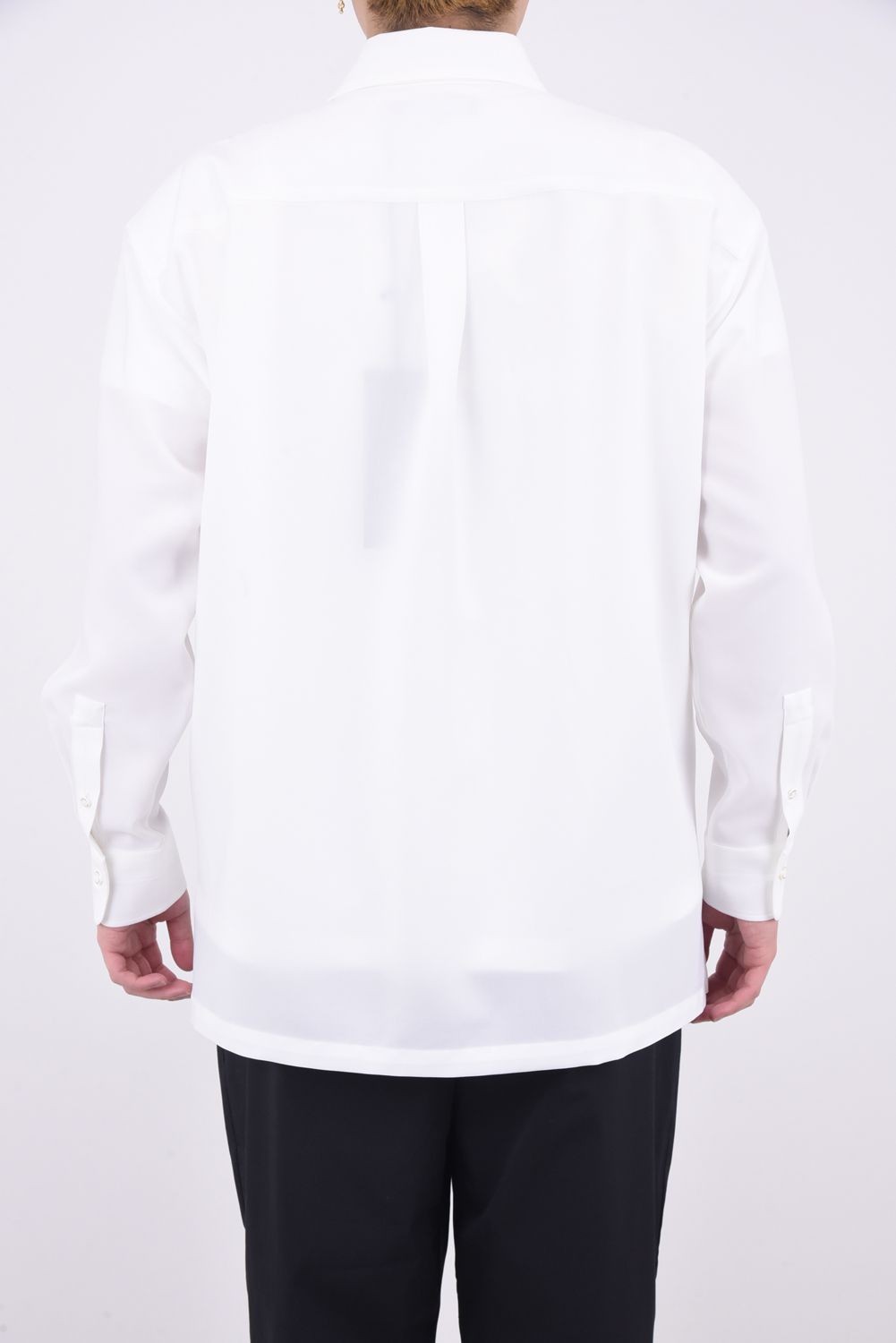 L/S BIG SHIRTS / ツイル ロゴプリント オーバーシャツ ホワイト