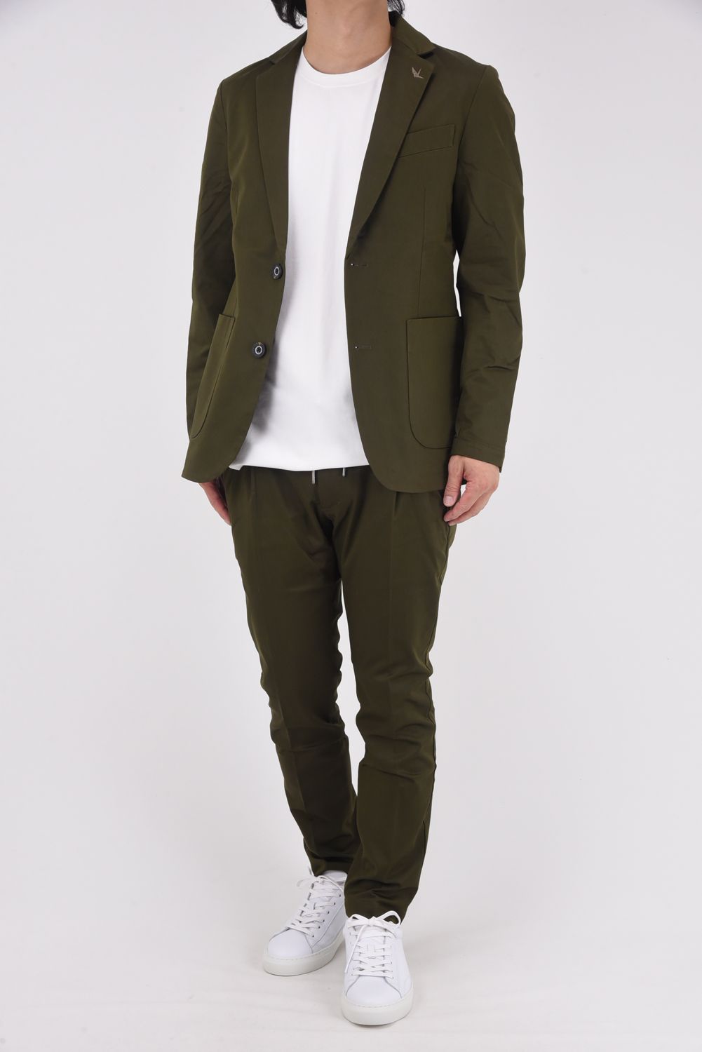 【25AW】 BRIGHT STRETCH JACKET & SLACKS / 微光沢素材 ストレッチジャケット&スラックスセットアップ (カーキ)