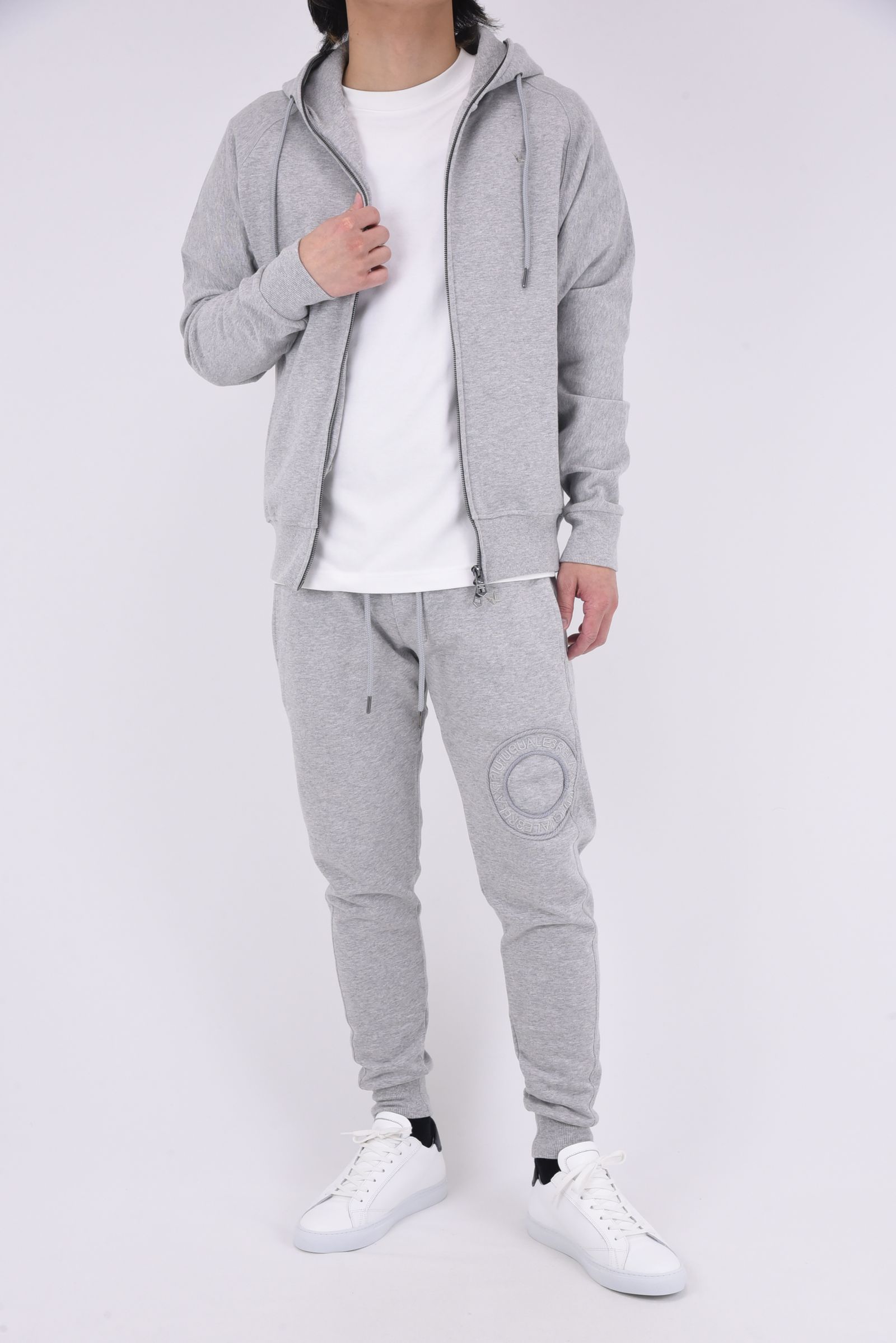 CIRCLE HOODIE / サークルロゴ ジップアップフーディー (グレー)
