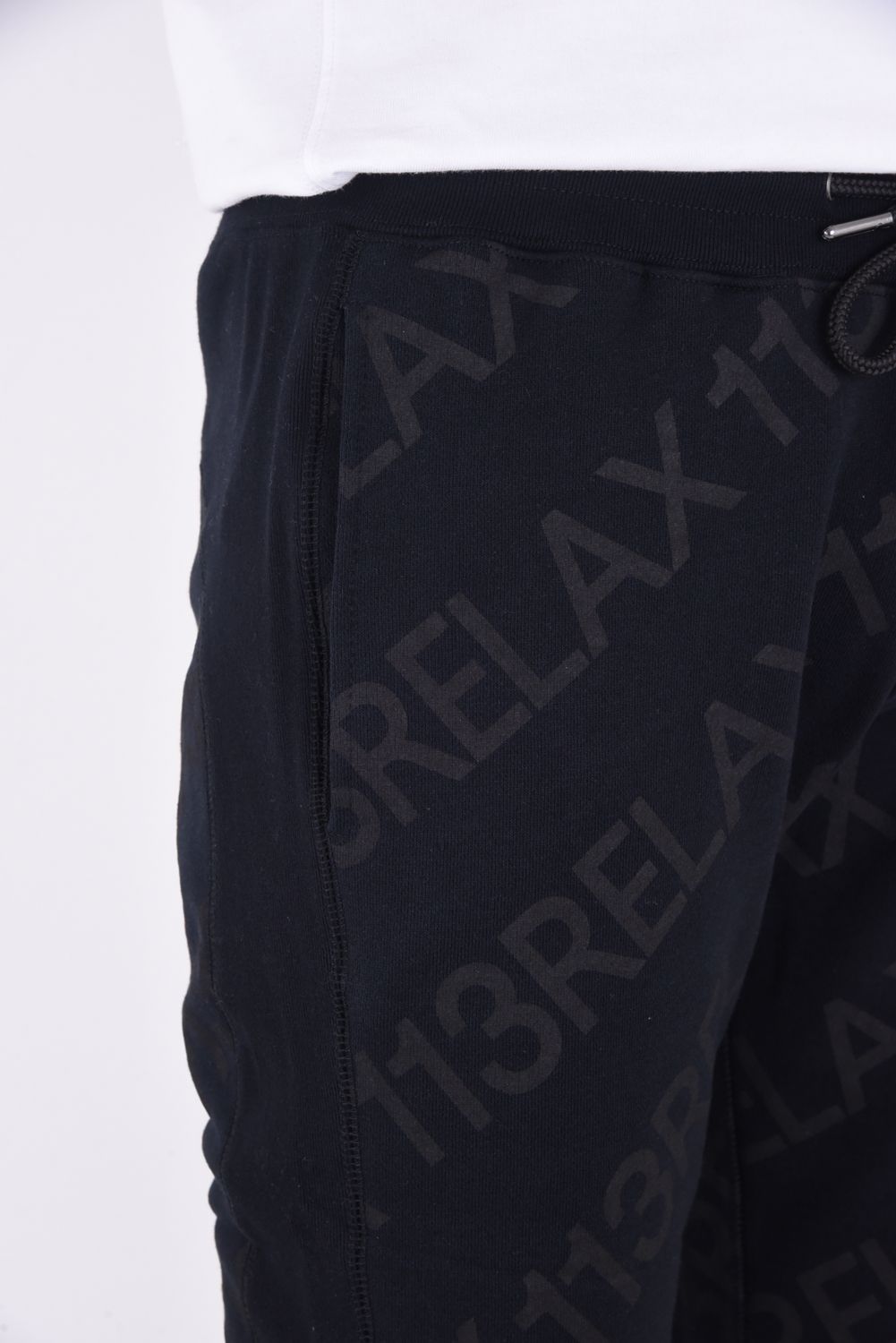 DIAGONAL LOGO LONG PANTS  / サイドリブ ダイアゴナルロゴ ロングパンツ ブラック