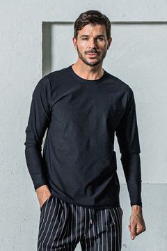 NYLON LONG SLEAVE TEE / 高機能ナイロンマイクロファイバー ロングスリーブ Tシャツ ブラック