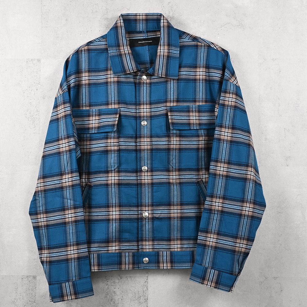 check shirt JK / チェック柄シャツ (ブルー) (8月末入荷予定) ※オーダー締切:5月23日(土)17時