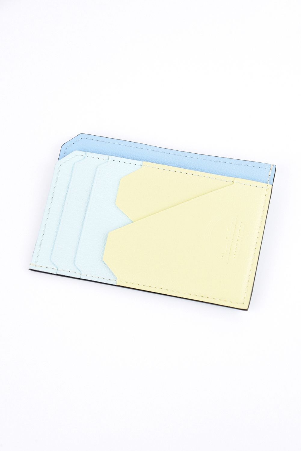 【シーズン限定カラー】【残り1点】 MINI WALLET / LA354GT3 ゴートレザー スマートミニウォレット サックス×アイスブルー×カナリーノ