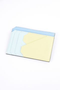 【シーズン限定カラー】【残り1点】 MINI WALLET / LA354GT3 ゴートレザー スマートミニウォレット サックス×アイスブルー×カナリーノ