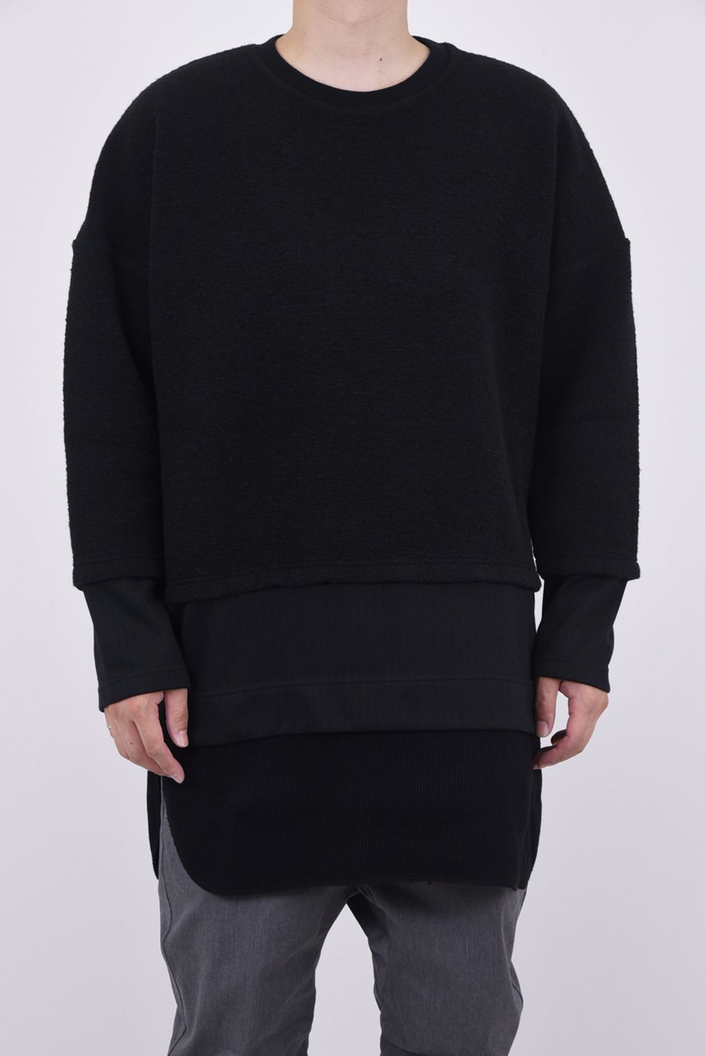 TRIPLE LAYER LONG SLEEVES T-SHIRT / トリプルレイヤード ロングスリーブTシャツ ブラック