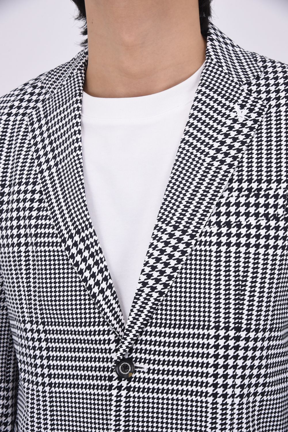 【26SS】【セットアップ】 GLEN CHECK NYLON JACKET & SLACKS / グレンチェック テーラードシングルジャケット&イージースラックス (ホワイト/ブラック)