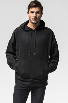 SUEDE LOOSE HOODIE / スウェード ルーズ パーカー (ブラック) (1月上旬入荷予定) ※オーダー締切：9月1日(月)18:00