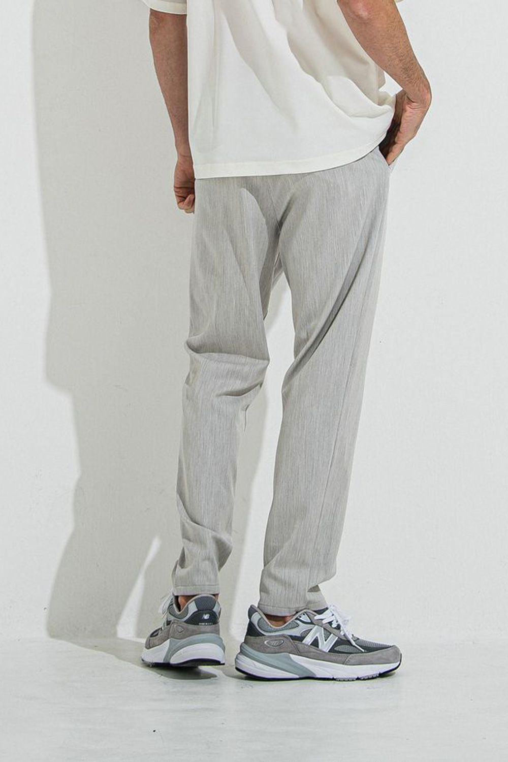 PAT WIDE EASY PANTS / ストレッチツイル ワイドテーパード イージースラックス グレー