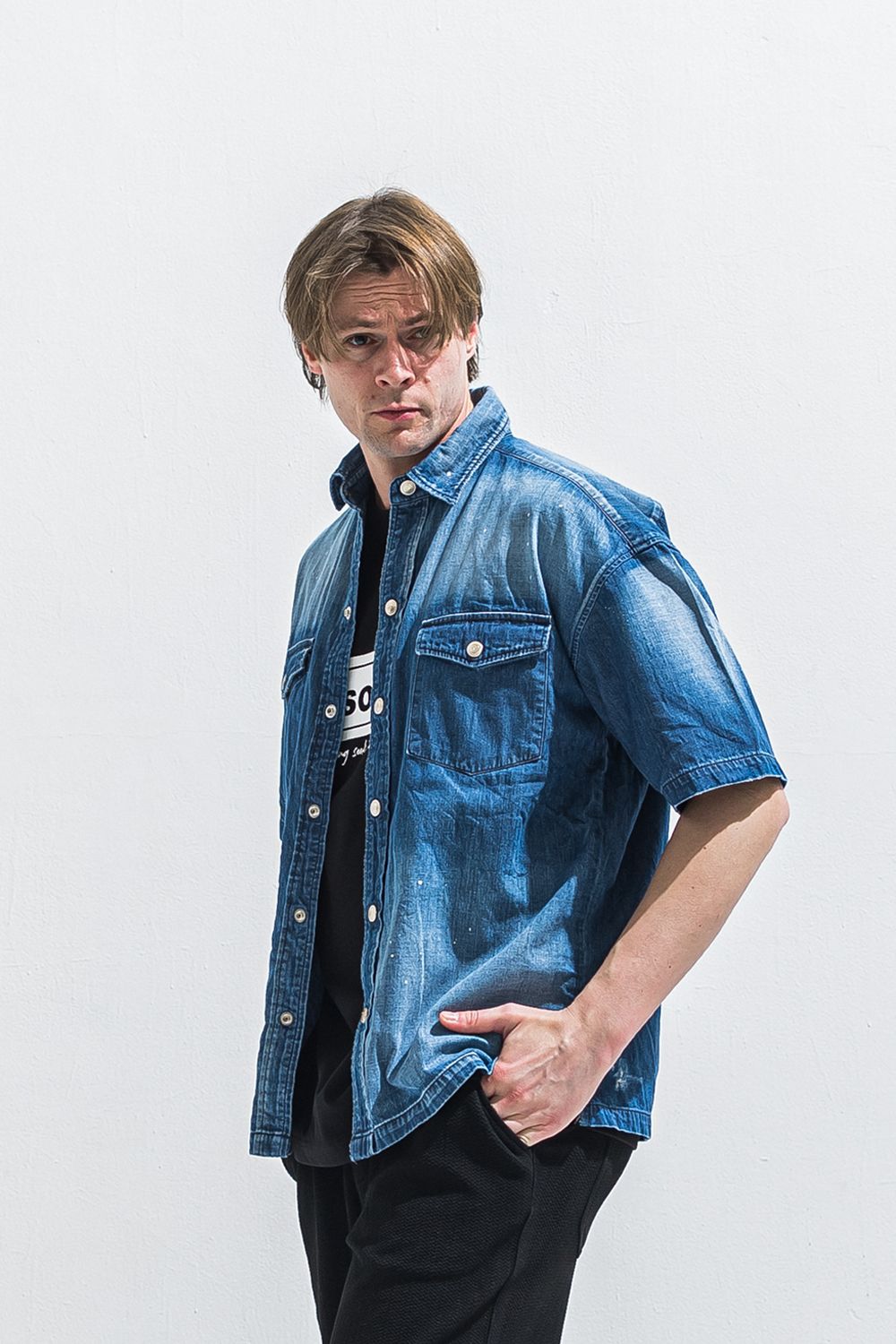 HALF DENIM SHIRTS / ハーフスリーブ デニムシャツ （ダークインディゴ） (6月上旬入荷予定) ※オーダー締切:2月15日(日)18時