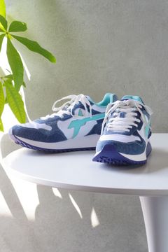 SNEAKER / W6YZ×RESOUNDCLOTHINGコラボ ローカットスニーカー インディゴブルーグリーン