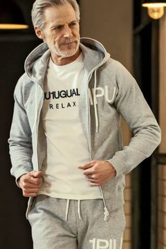 1PIU LOGO HEAVY HOODIE / 刺繍ロゴ スウェットパーカー グレー