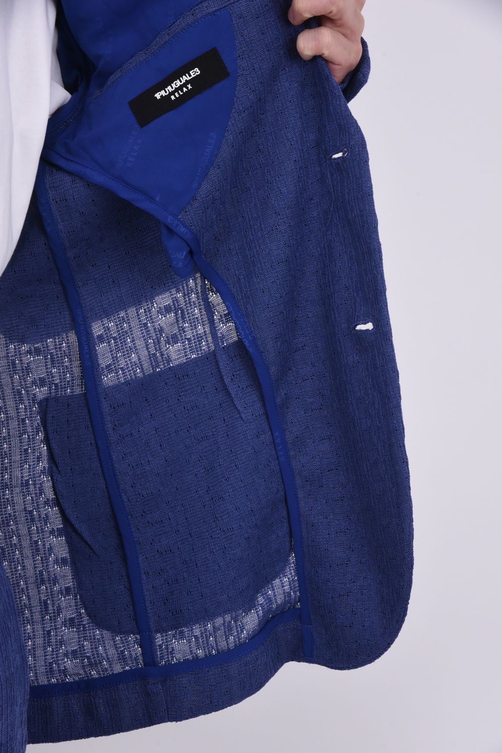 【26SS】【セットアップ】 LINEN TOUCH JACQUARD JACKET & SLACKS / リネンタッチ テーラードシングルジャケット&イージースラックス (ブルー)