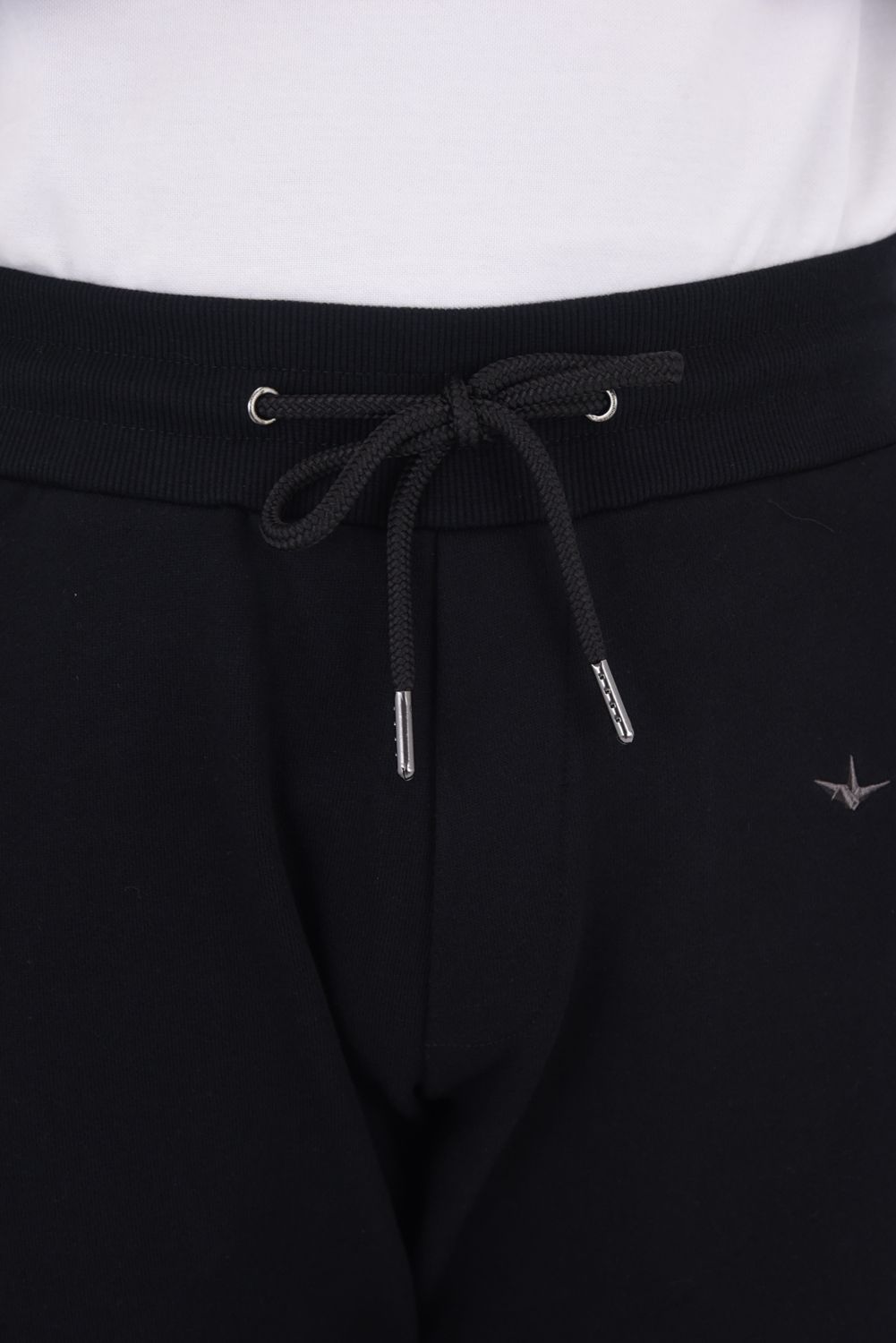 JOGGER PANTS WITH RHINESTONE CUFFS / ラインストーンヘムスウェットジョガーパンツ (ブラック)