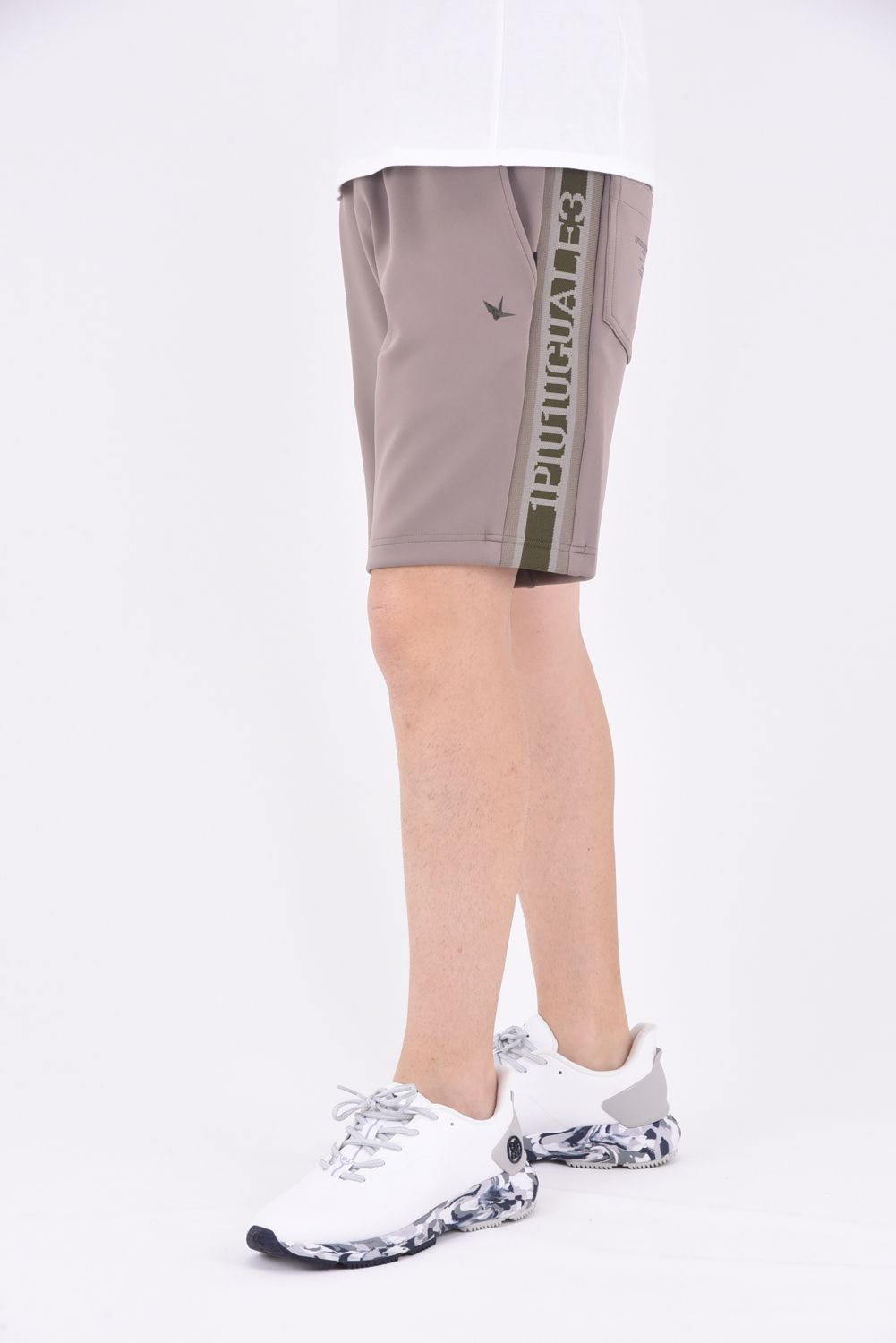 【期間限定ポイント30倍】 113SPORT PREMIUM WIDE SHORTS / ロゴ ワイド ショートパンツ グレーベージュ
