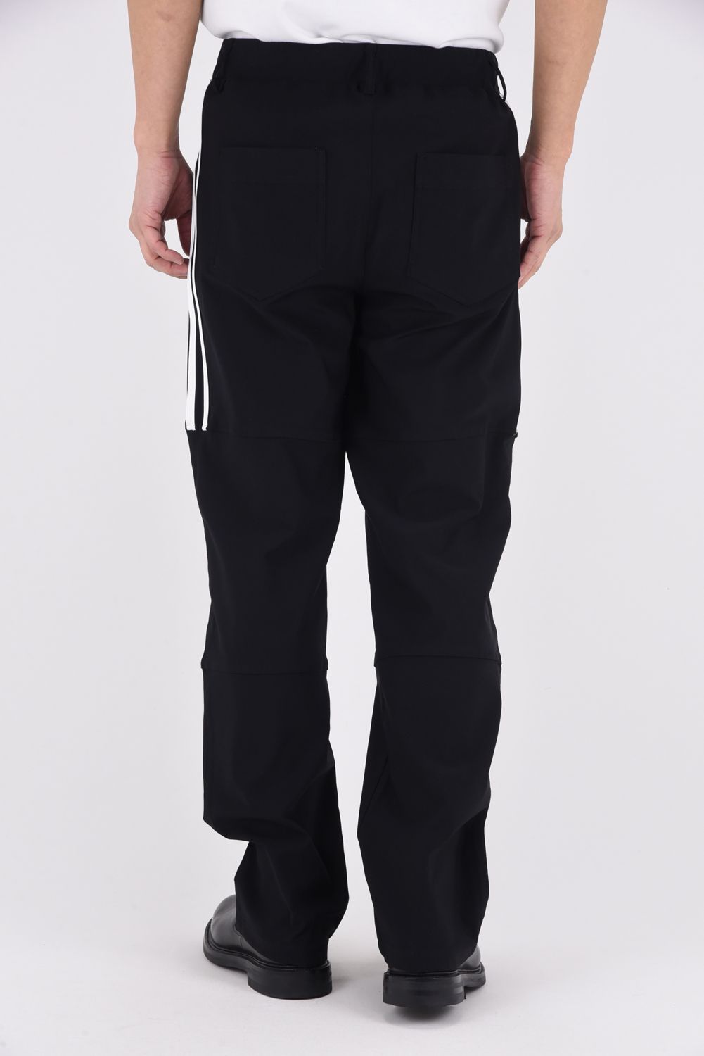 【26SS 39th】 Johnson LINE WIDE PT / 360°ストレッチ ワイドシルエット ジョンソンラインパンツ (ブラック/ホワイト)