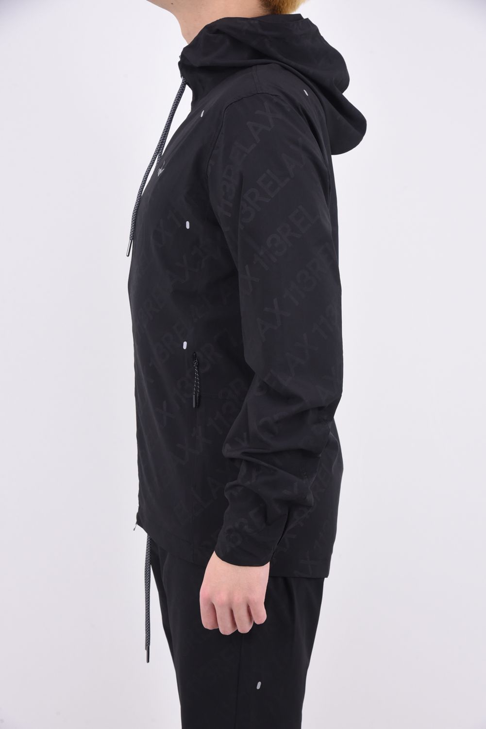 RUNNING DIAGONAL LOGO HOODIE / ランニング ダイアゴナル ロゴ フーディー ブラック