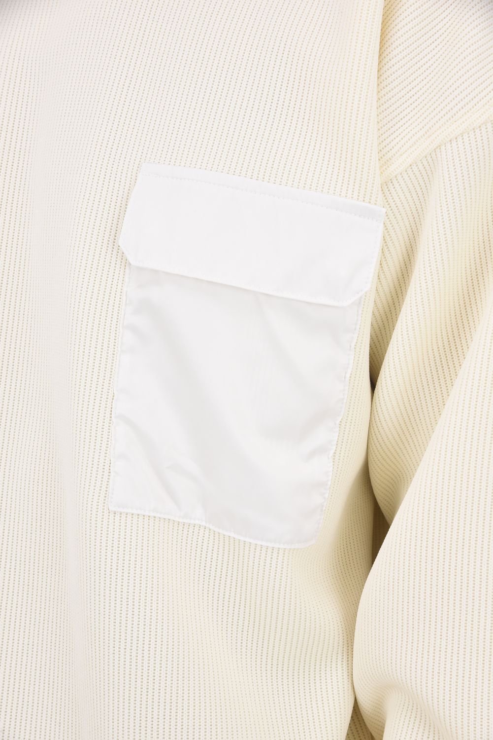 【26SS 39th】 AZE MILITARY DROP TRAINER / 畦編みニット フラップポケット スウェット (オフホワイト)