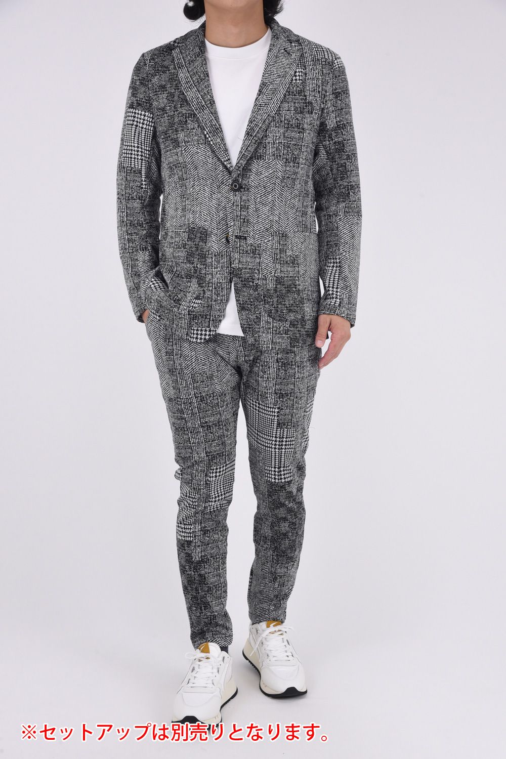JACQUARD JACKET / ハウンドトゥースジャガードジャケット (ブラック）