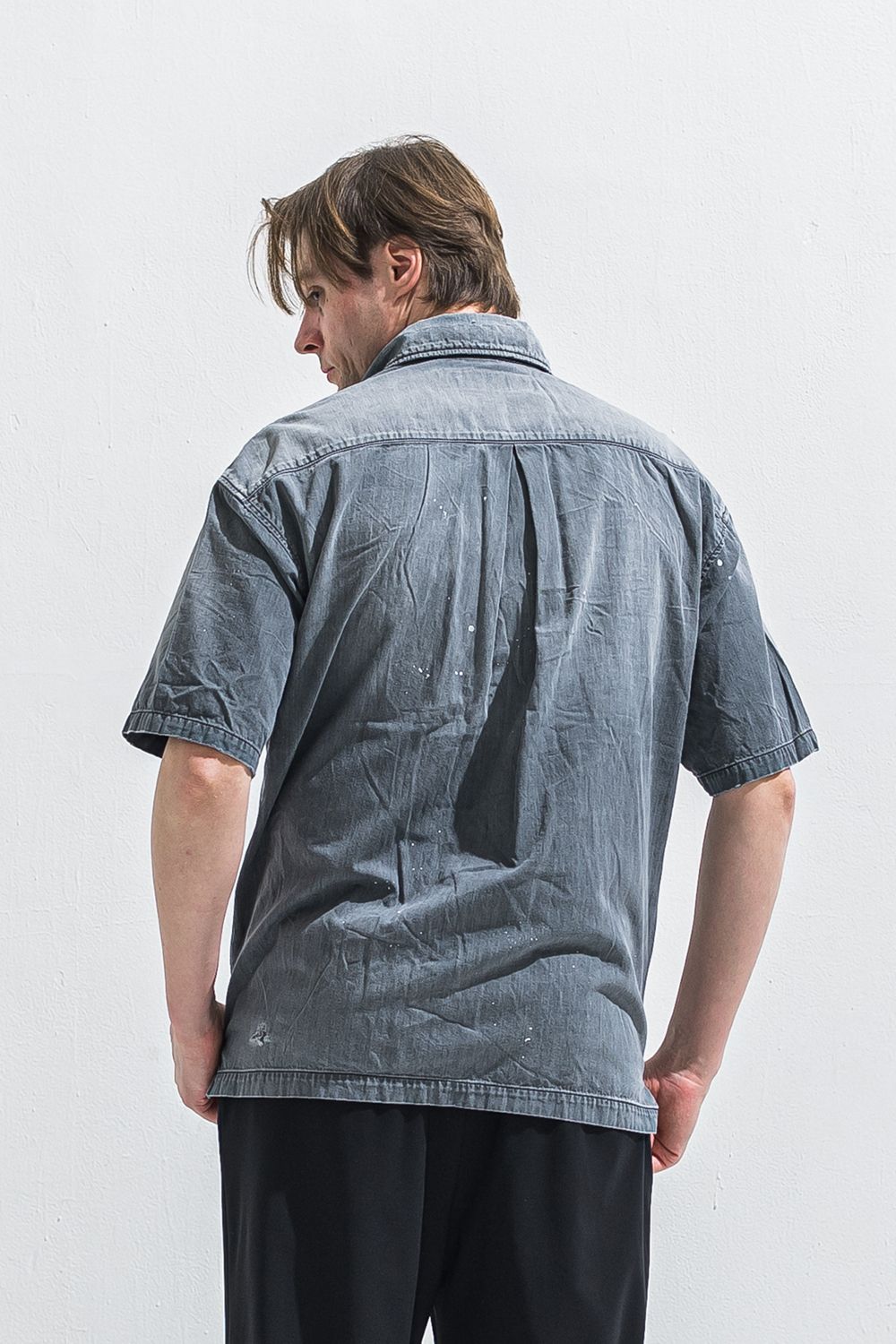 HALF DENIM SHIRTS / ハーフスリーブ デニムシャツ （ブラック） (6月上旬入荷予定) ※オーダー締切:2月15日(日)18時
