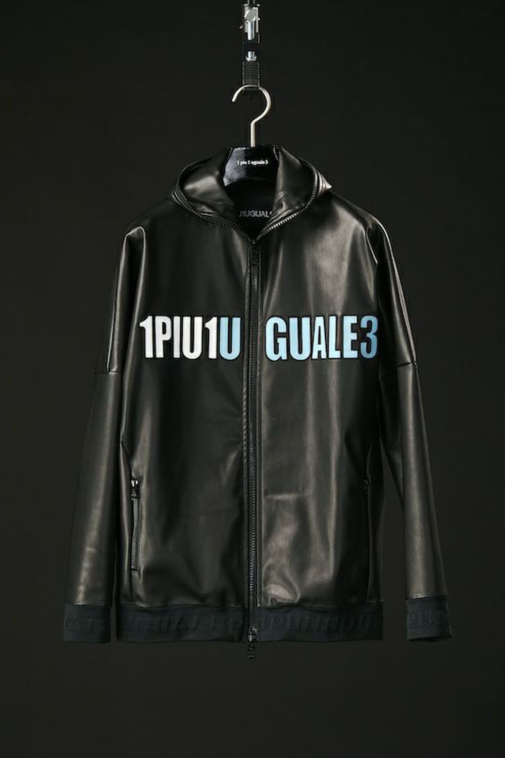 【113SPORT VOL.12 / 24AW】 113SPORT × THESAINTMAFIA CLUB HYBRID LEATHER FULL ZIP PARKA / 113ロゴ レザー フルジップ パーカー ブラック / ターコイズ