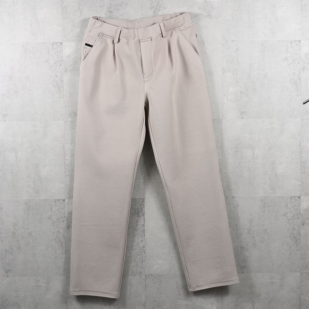 CHRIS EASY WIDE TUCK PANTS / ブリスターニット ワンタック イージーパンツ (ベージュ)（7月下旬入荷予定）※オーダー締切:5月23日(土)17時