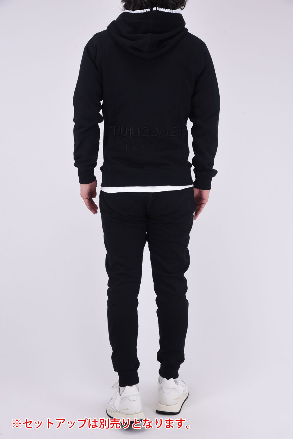 1PIU1UGUALE3 セットアップ　XXL 1PIU1UGUALE3 RELAX - BIG ZIP BACK LOGO HOODIE / ビッグジップ