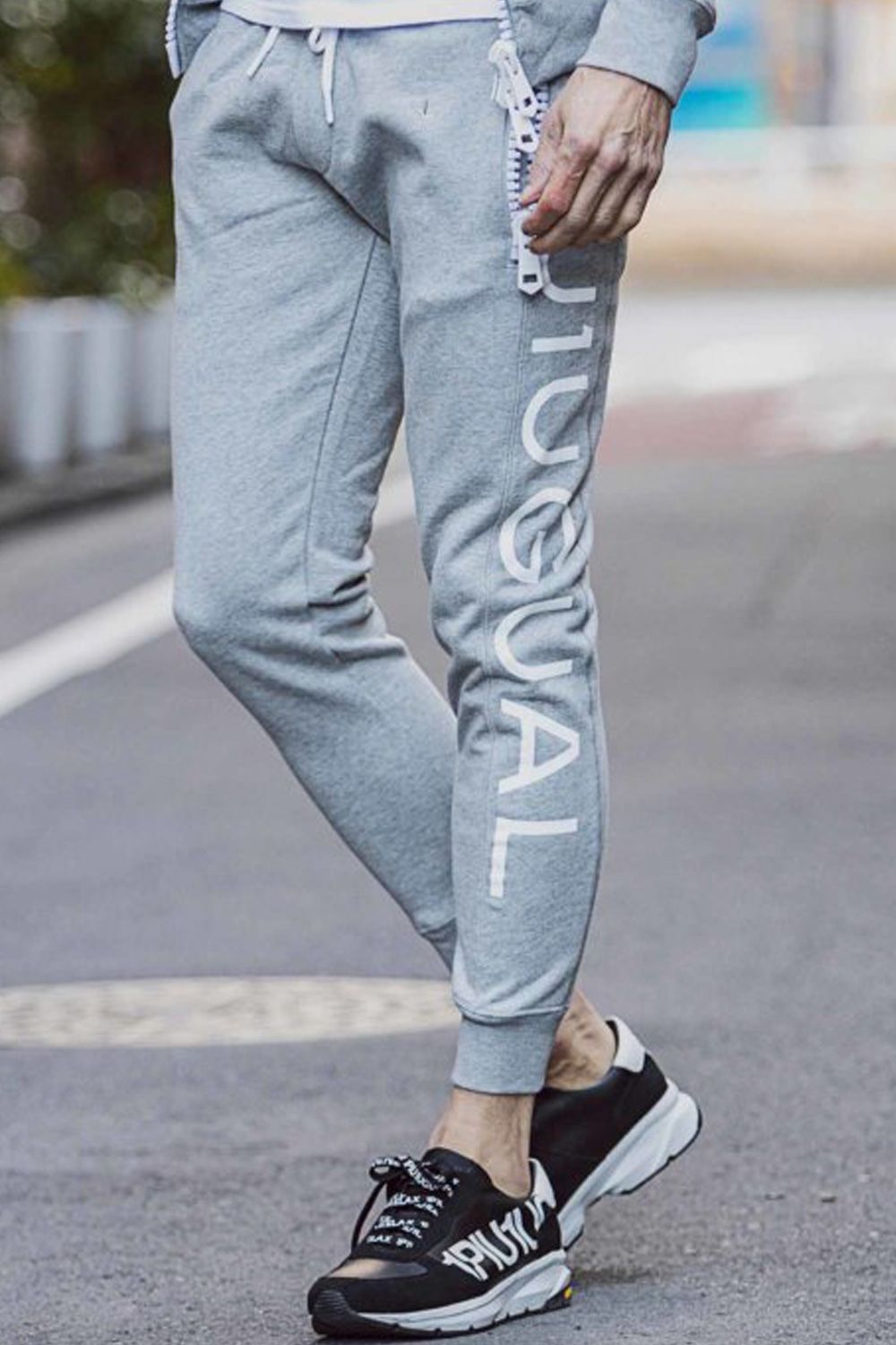 SIDE LOGO BIG ZIPPER JOGGER  / ビッグファスナー サイドロゴ スウェット パンツ グレー