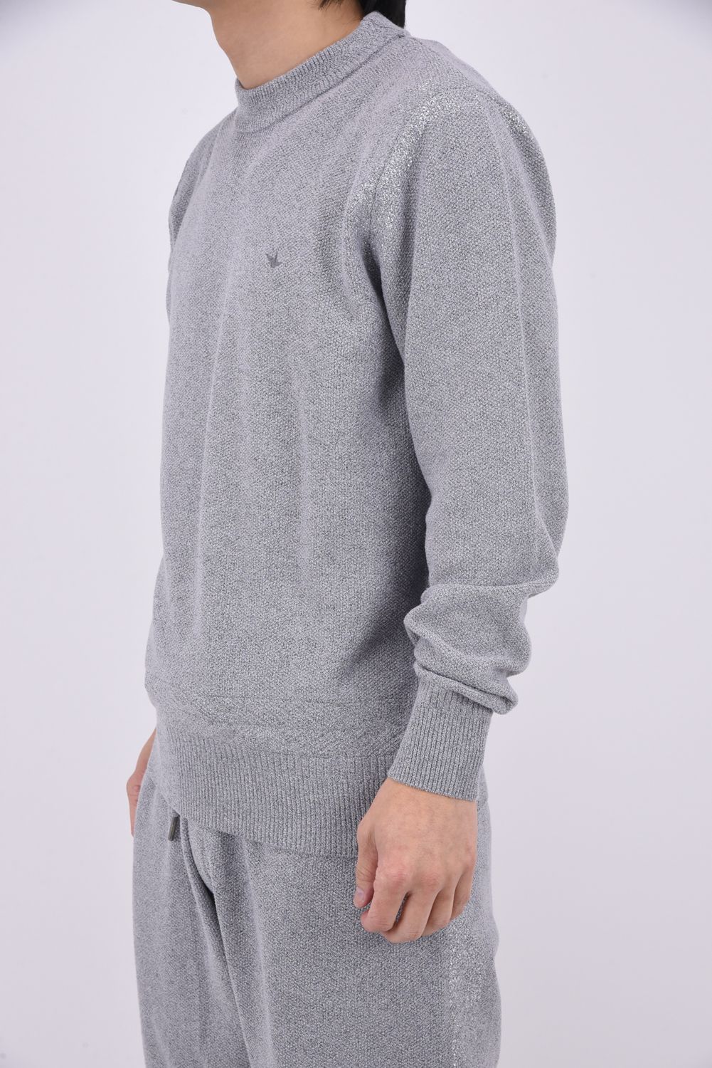【26SS】 PARTIAL FOIL PRINT CREW KNIT / 箔プリント クルーネックニット (グレー)