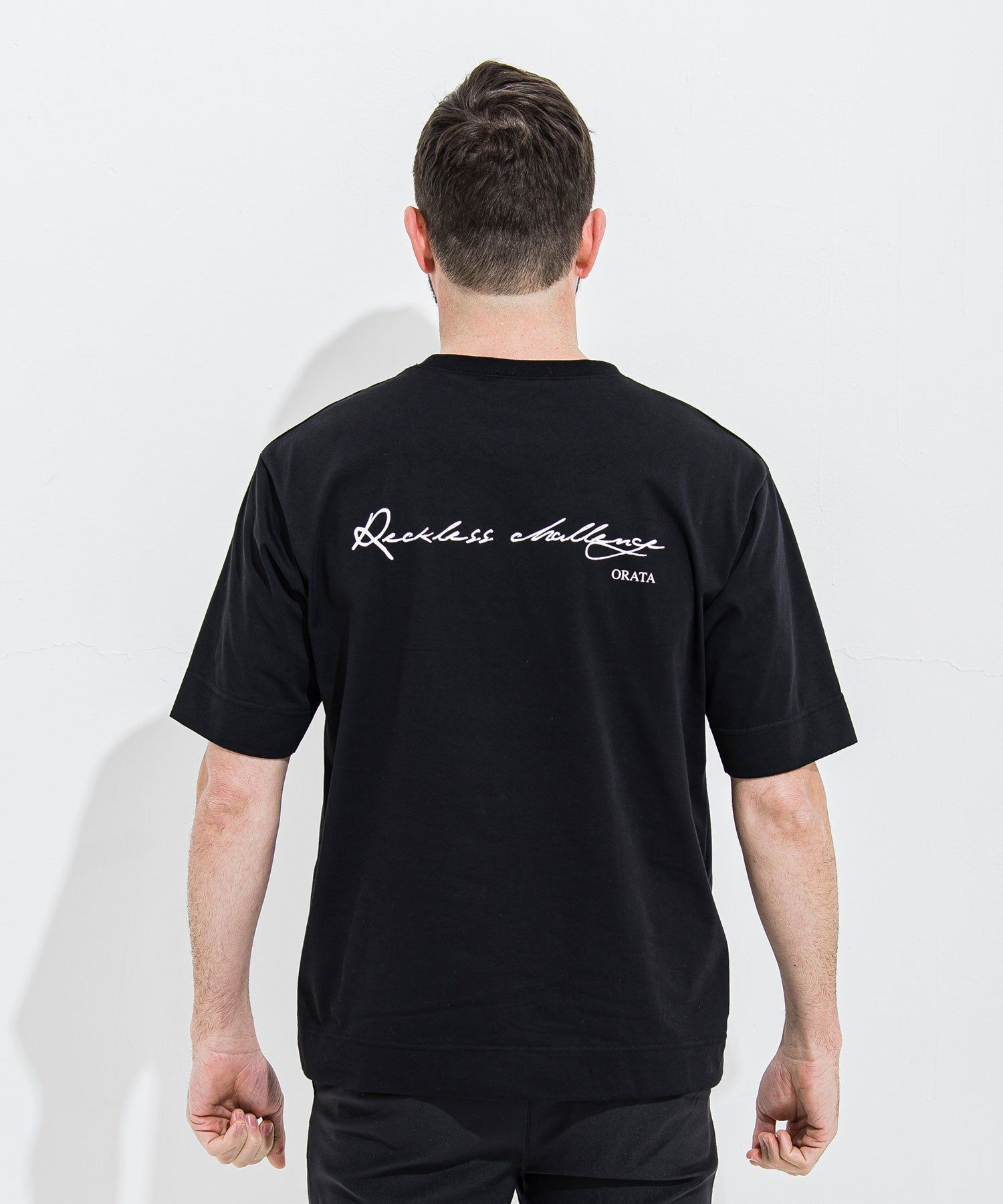Reckless crew T / メッセージプリント 半袖Tシャツ ブラック