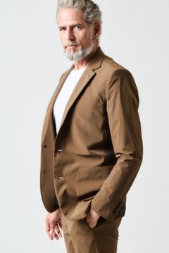 RIB JACKET / 定番 2Bシングル リブジャケット ブラウン