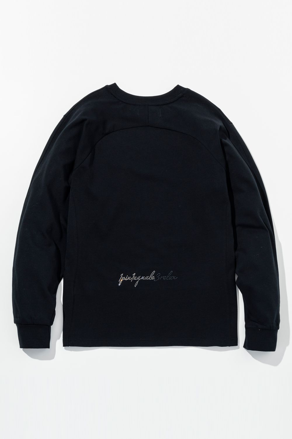 【26SS】 GRADIENT RHINESTONE LONG T-SHIRT / グラデーション ラインストーンロゴ ロングスリーブTシャツ (ブラック) (1月中旬入荷予定)