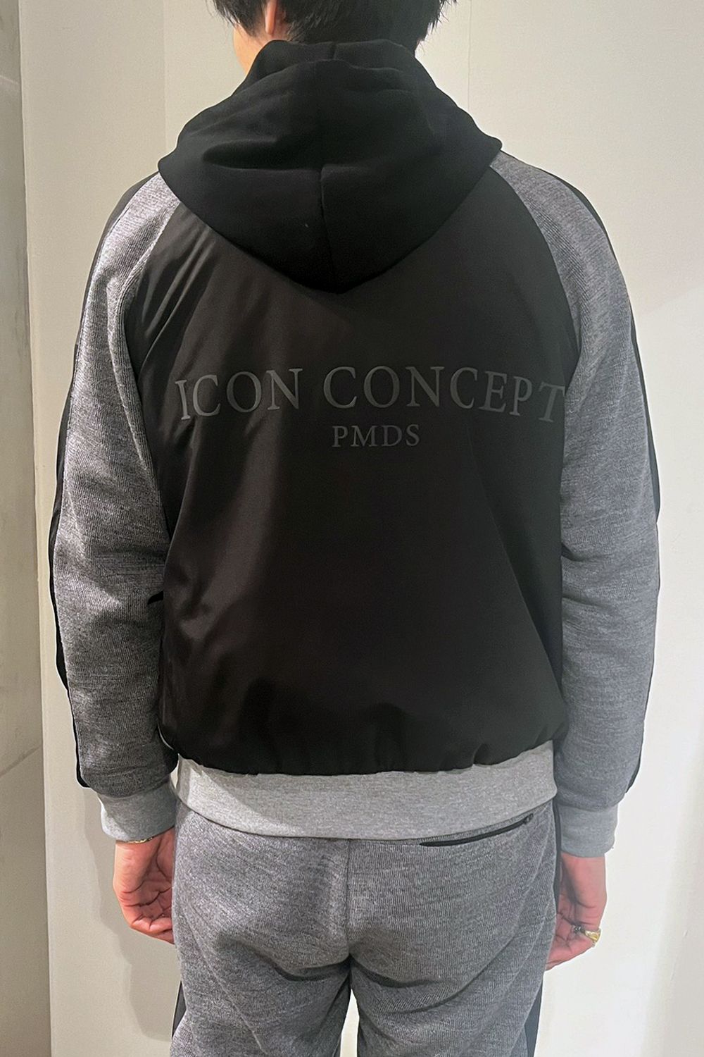 【26AW】 ICON JACKET / ウール混 ツートーン ジップアップ スウェットパーカー (グレー) (9月入荷予定)