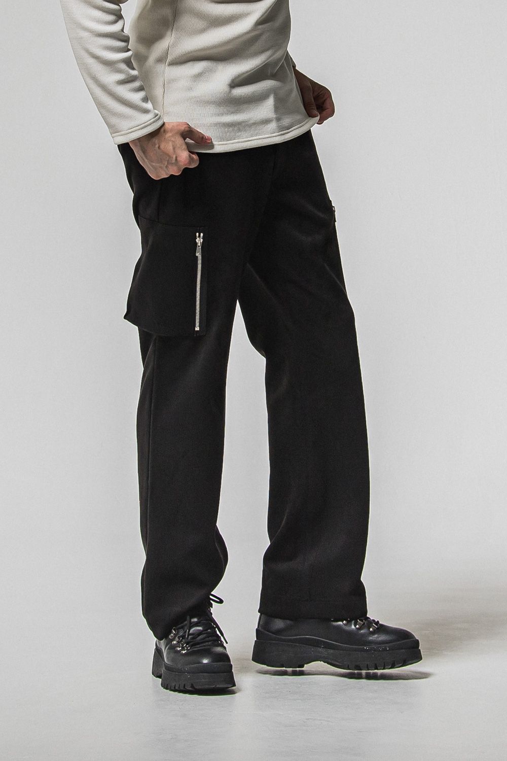 DAVID CARGO PANTS / スウェードジャージー ミリタリーカーゴパンツ (ブラック) (1月上旬入荷予定) ※オーダー締切：9月1日(月)18:00