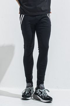 EDGE NYLON PT / 【定番】 ナイロンマイクロファイバー エコレザーライン スキニーイージーパンツ (ブラック/ホワイト) (4月末入荷予定) ※オーダー締切:2月15日(日)18時