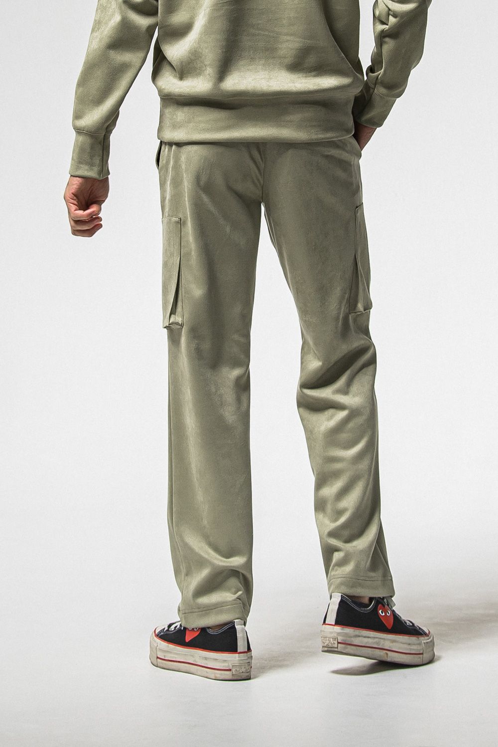 DAVID CARGO PANTS / スウェードジャージー ミリタリーカーゴパンツ (カーキ) (1月上旬入荷予定) ※オーダー締切：9月1日(月)18:00