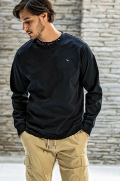 【25AW】 RHINESTONE COLLAR LONG T-SHIRT / ラインストーンネックロゴ ロングスリーブ Tシャツ (ブラック)