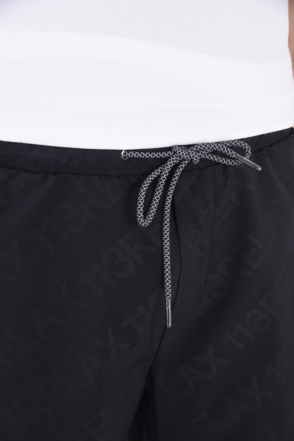 RUNNING DIAGONAL LOGO  SHORT PANTS  / ランニング ダイアゴナル ロゴ ショートパンツ ブラック