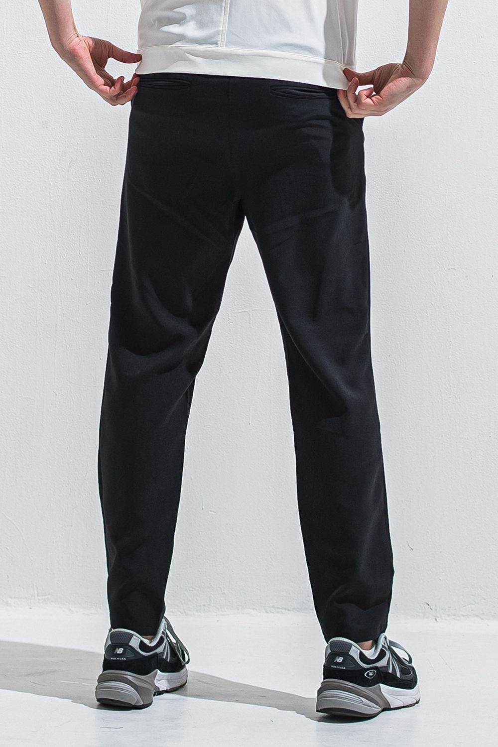 PAT WIDE EASY PANTS / ツイル生地 ワイドテーパード イージースラックス (ブラック) (4月中旬入荷予定) ※オーダー締切:2月15日(日)18時