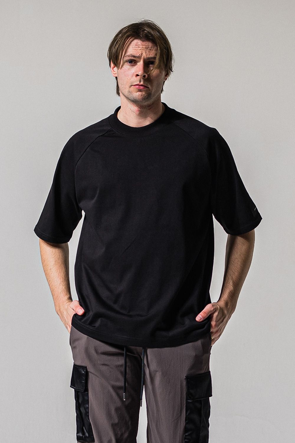 BACK RC raglan OVER TEE / バックロゴ ラグランスリーブ オーバーサイズTシャツ (ブラック) (4月上旬入荷予定)