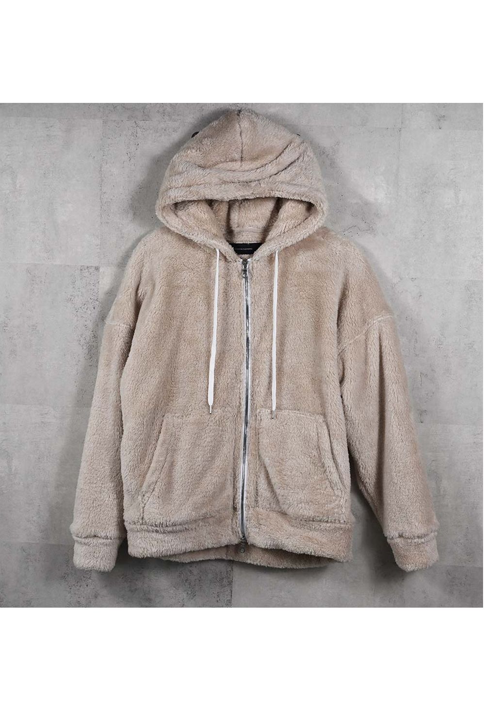 BOA ZIP LOOSE HOODIE / シルキーボア ジップアップ パーカー (ブラウン) （11月中旬入荷予定) ※オーダー締切：9月1日(月)18:00