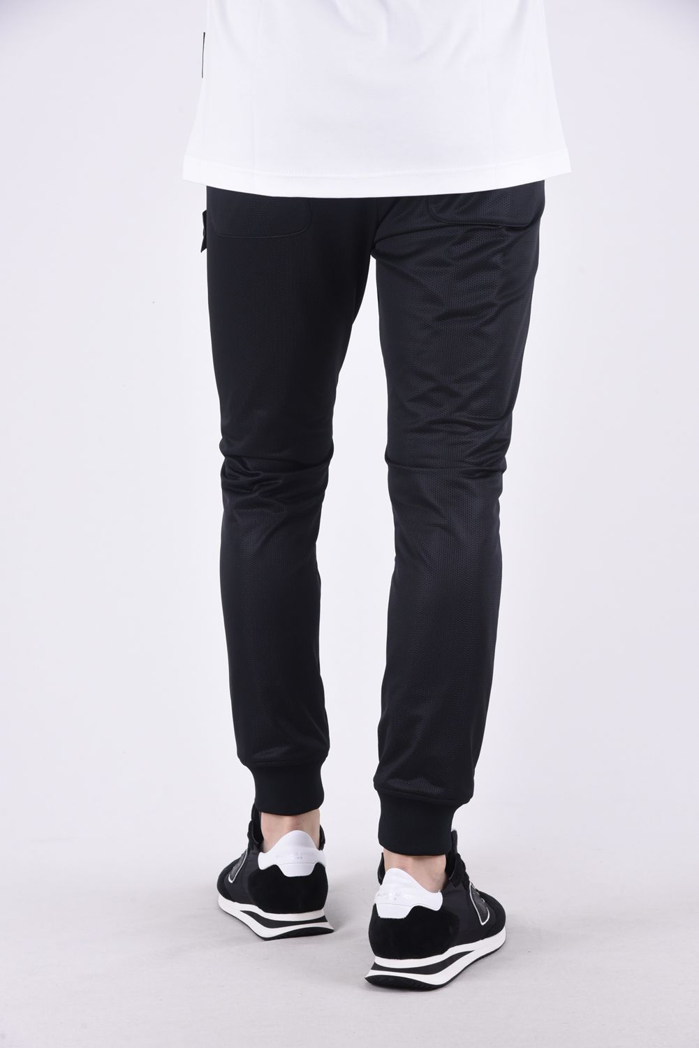 《1PIU1UGUALE3 RONE》R[10] 113 LAYERED MESH RIB BLACK / 113ロゴ レイヤード メッシュ リブパンツ ブラック