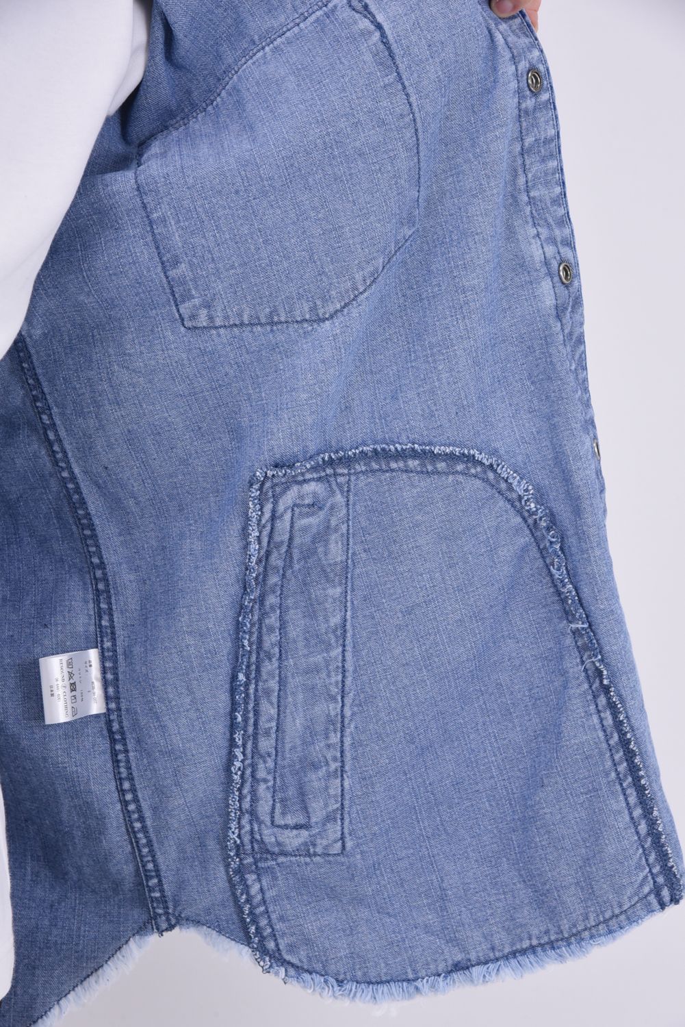 OVER DENIM SHIRTS / ヴィンテージ加工 ドロップショルダー ダンガリーシャツ ライトインディゴ