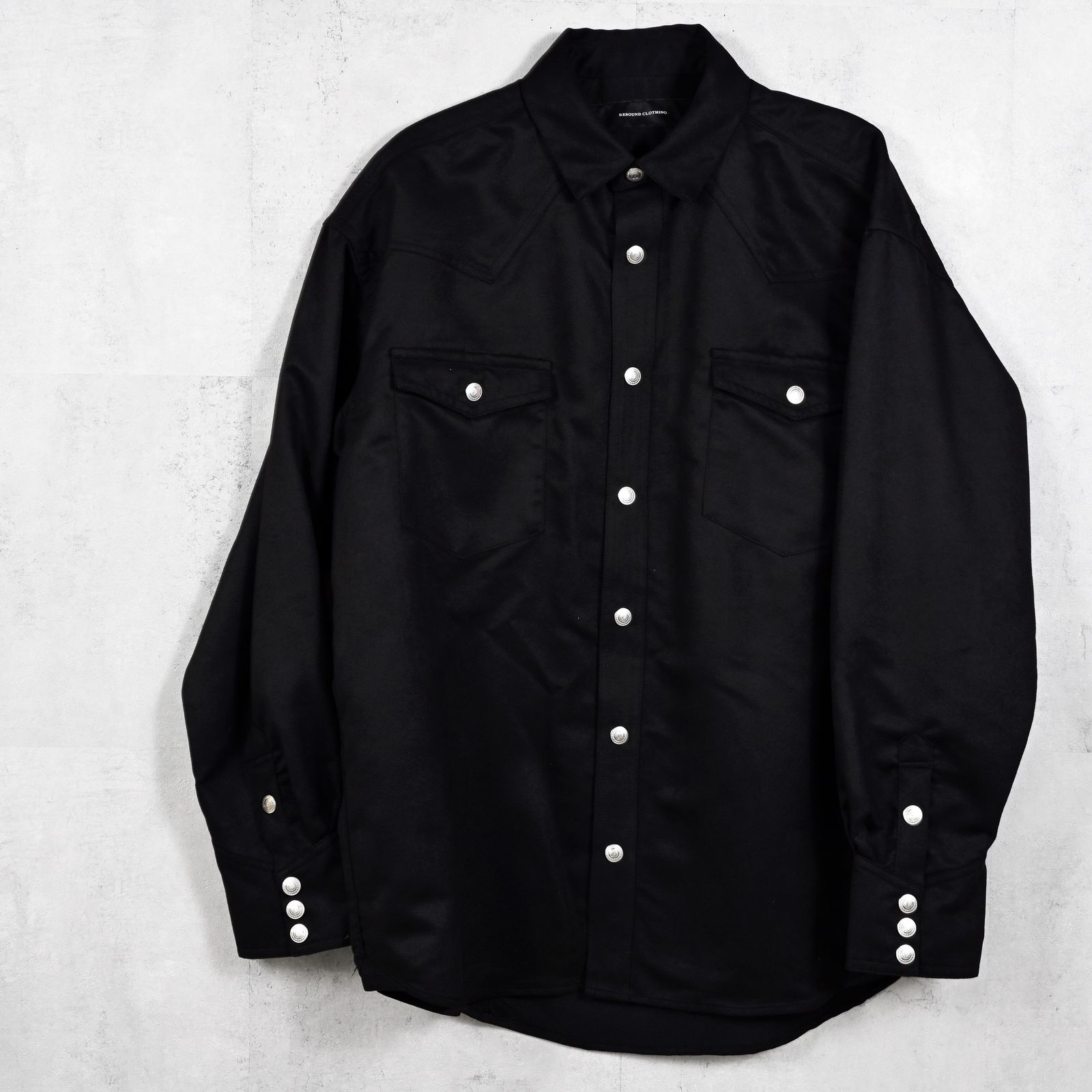 James over suede shirt / ルーズシルエット ウエスタンスウェードシャツ ブラック (9月中旬入荷予定)